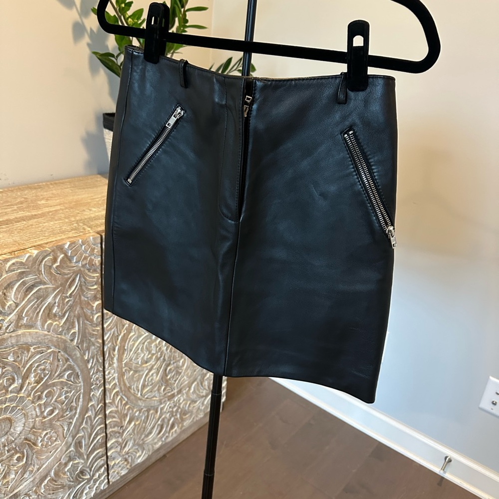 Maje Black Mini Skirt with Zipper Accents